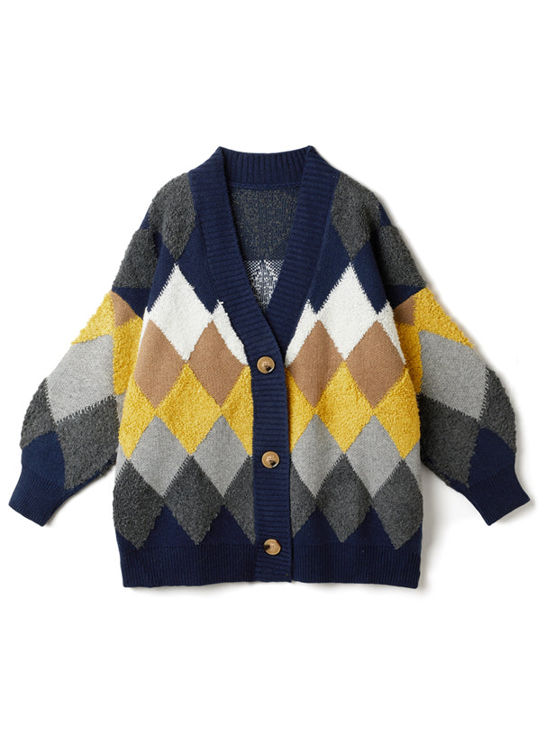 雙色菱格冷外套