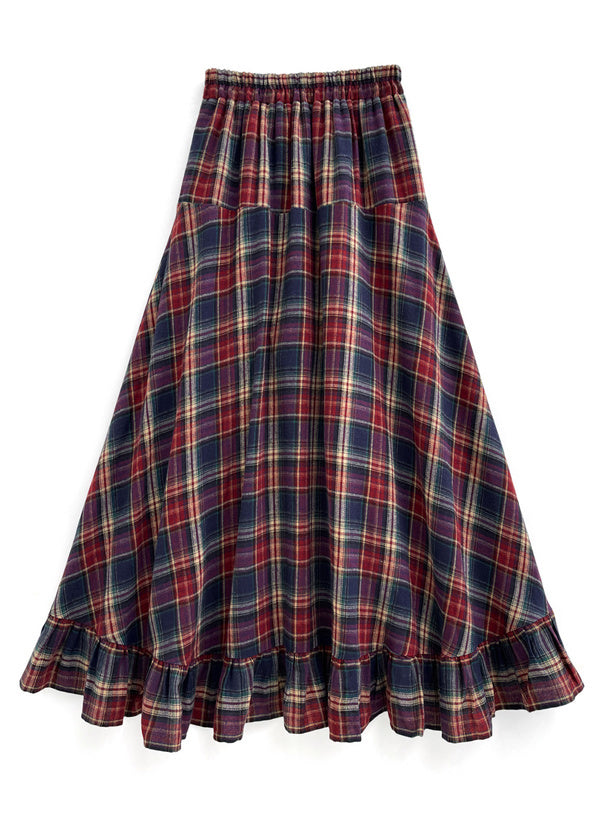 格紋荷葉邊魚尾裙