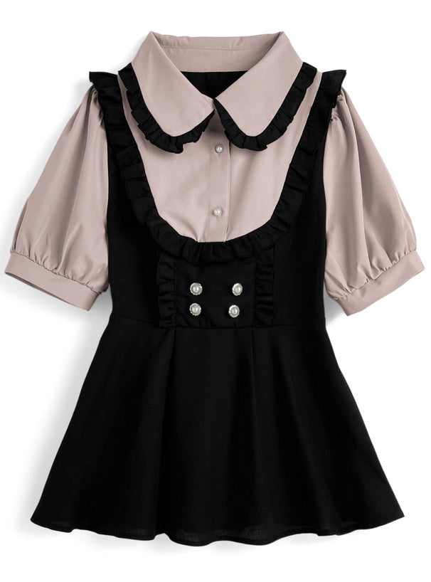 疊層襯衫 x 荷葉邊褲套裝