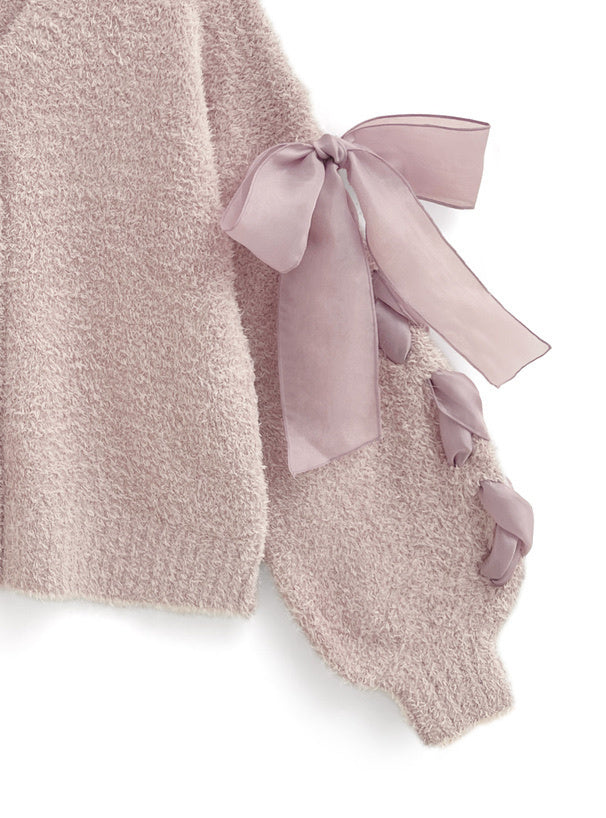 蝴蝶結羽毛開衫