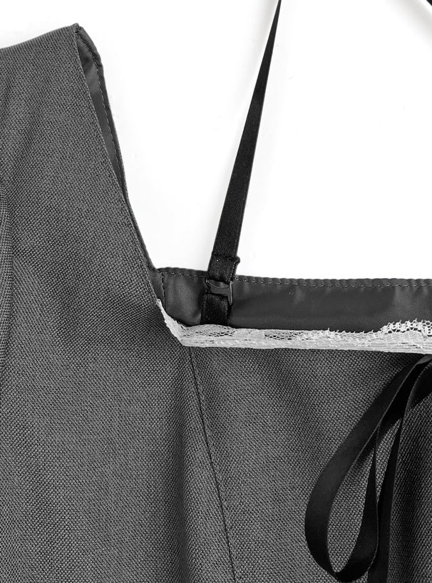 綁帶燈籠袖連身裙