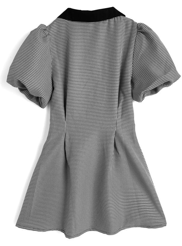 絲帶千鳥格泡泡裙