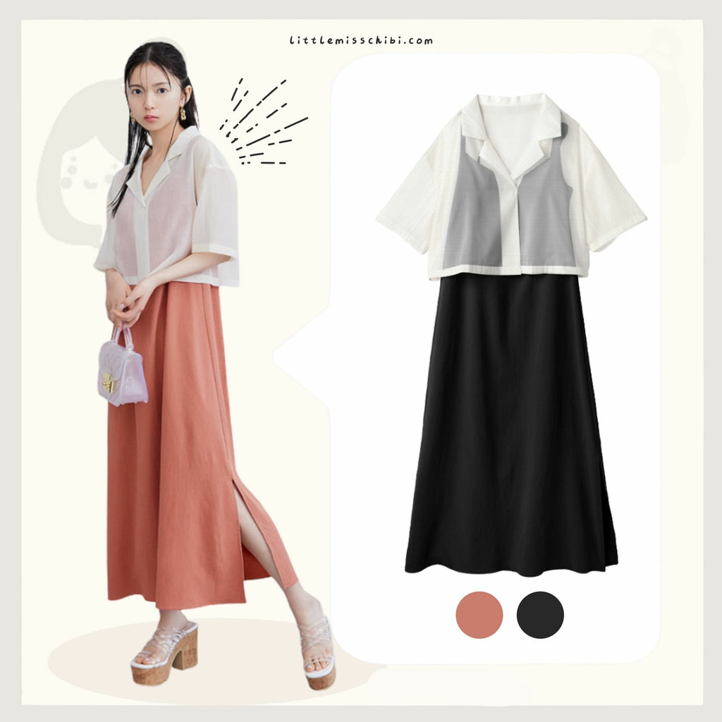 防曬短外套x吊帶連身裙