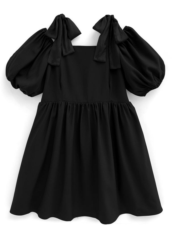 露肩緞帶喇叭裙