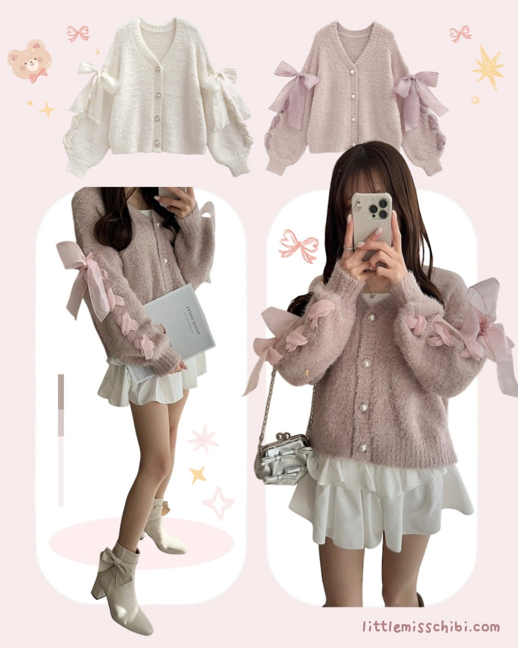 蝴蝶結羽毛開衫