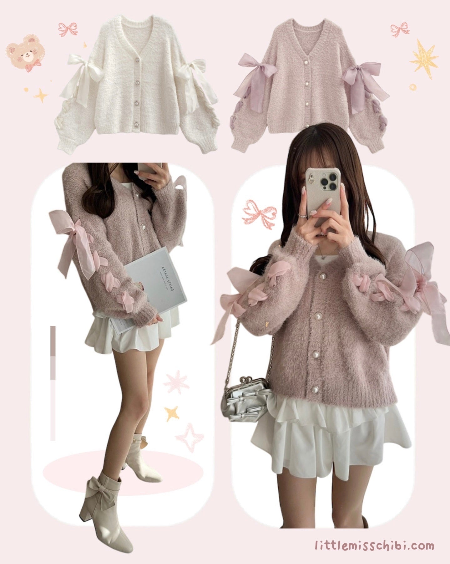 蝴蝶結羽毛開衫