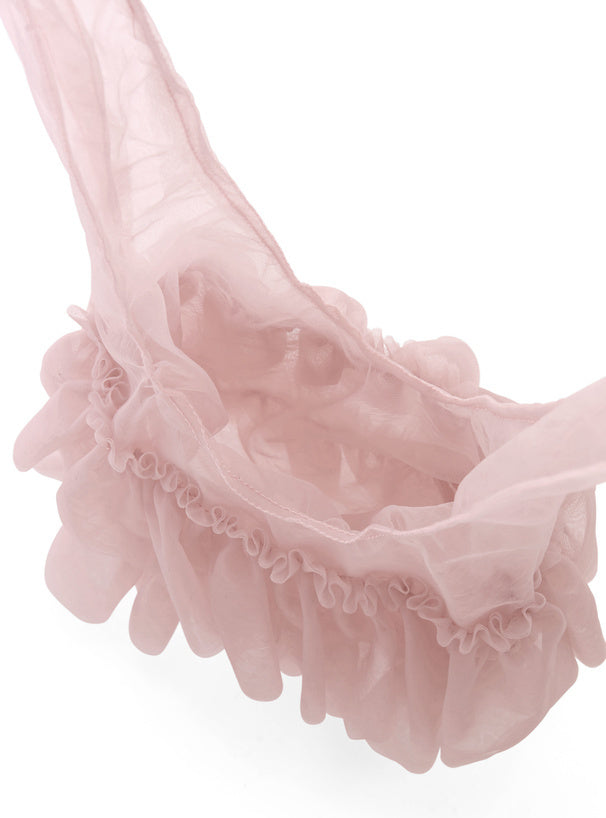 四色入｜新款透明紗褶邊絲帶手袋