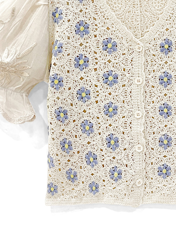 針織縷空花花上衣