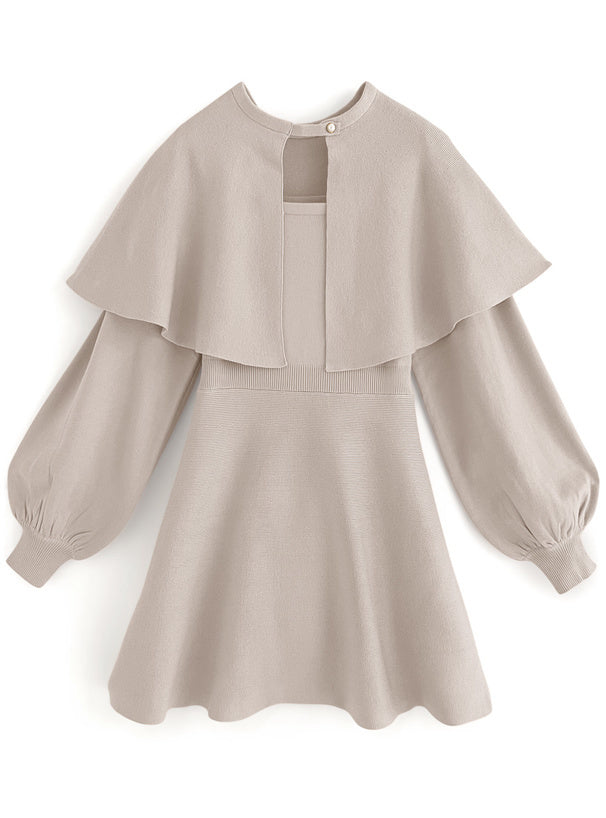 斗篷針織迷你連身裙