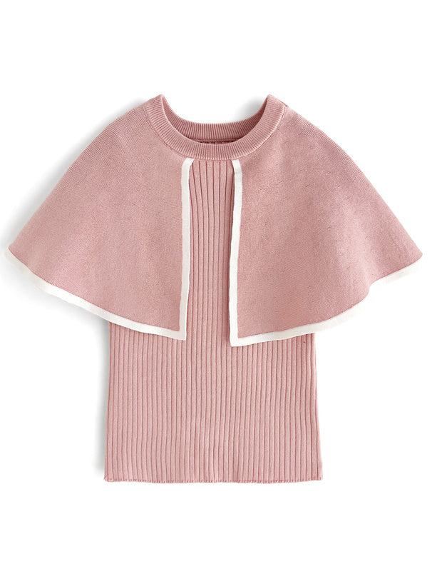 明線斗篷領針織上衣