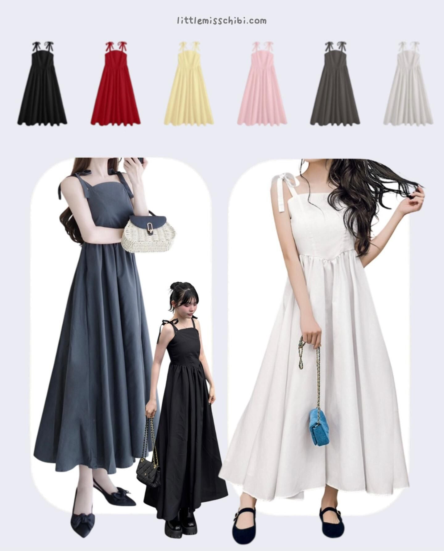 簡約款蝴蝶吊帶喇叭裙