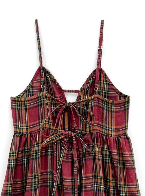 兩色入 | 格紋吊帶喇叭裙