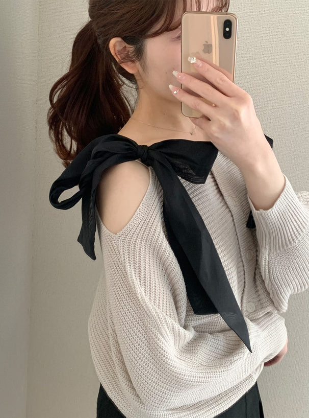 大蝴蝶結吊帶針織衫