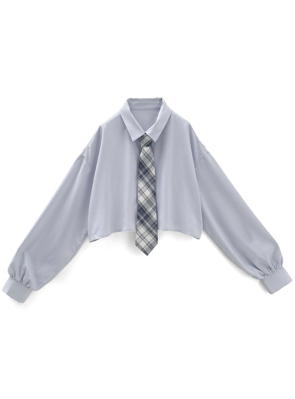 格子領帶短款上衣