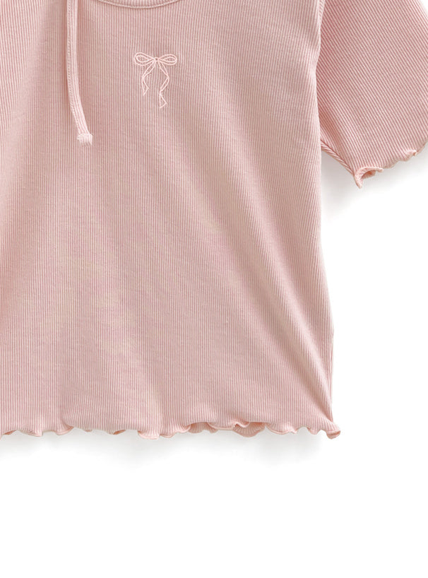 三色入|雙蝴蝶結一字肩上衣