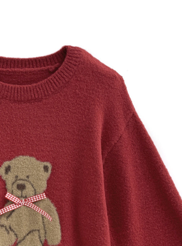 兩色入 | 熊熊絲帶針織上衣