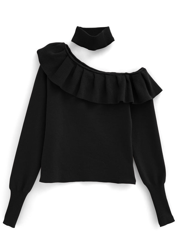 三色入｜頸圈單肩針織衫