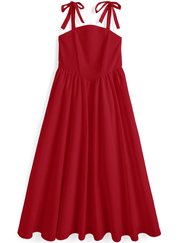 簡約款蝴蝶吊帶喇叭裙