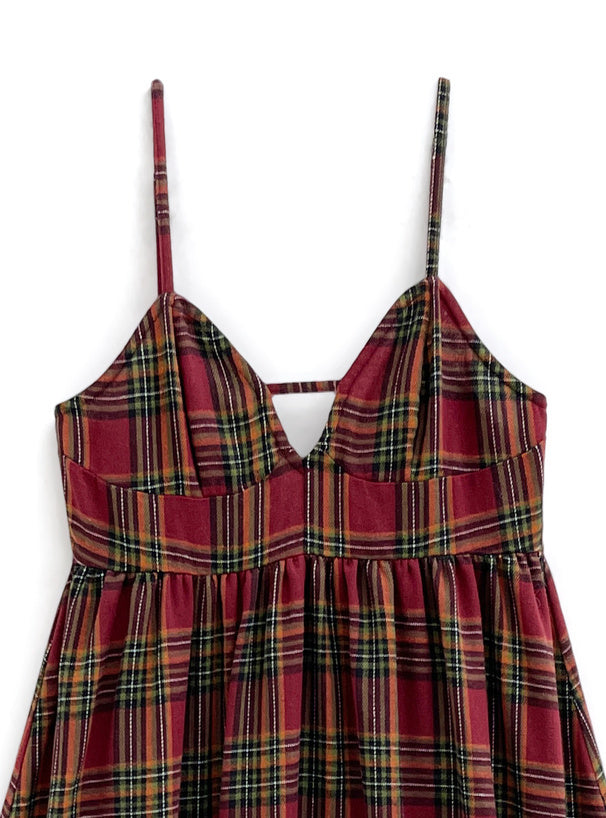 兩色入 | 格紋吊帶喇叭裙