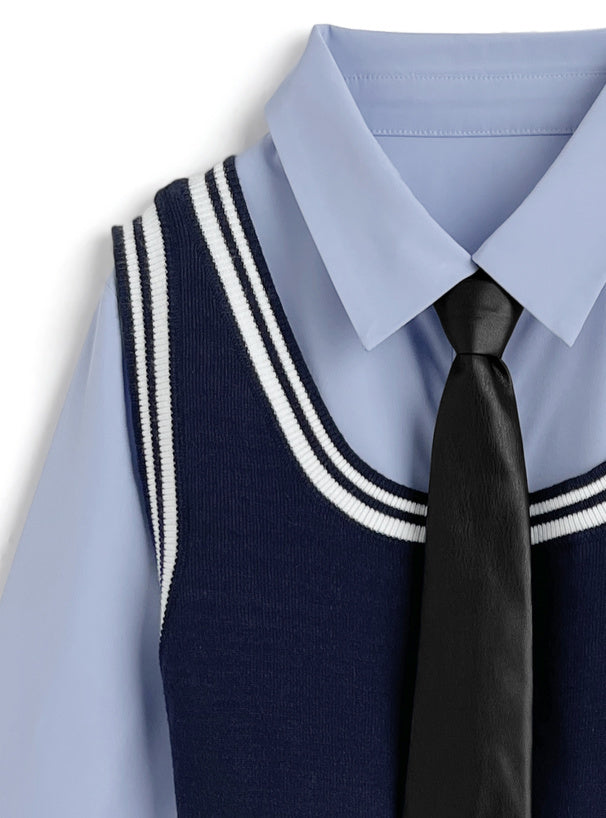 針織背心×緊身裙套裝