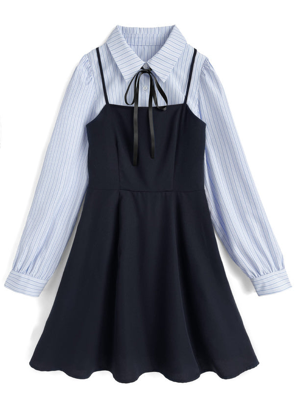 條紋短襯衫x吊帶迷你裙