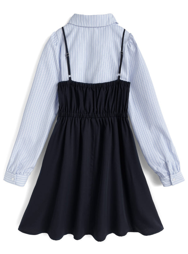 條紋短襯衫x吊帶迷你裙