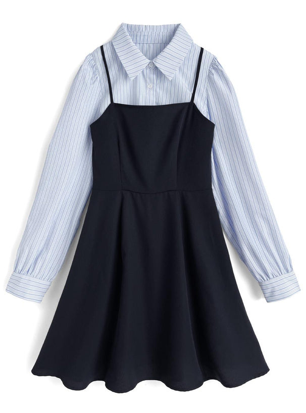 條紋短襯衫x吊帶迷你裙