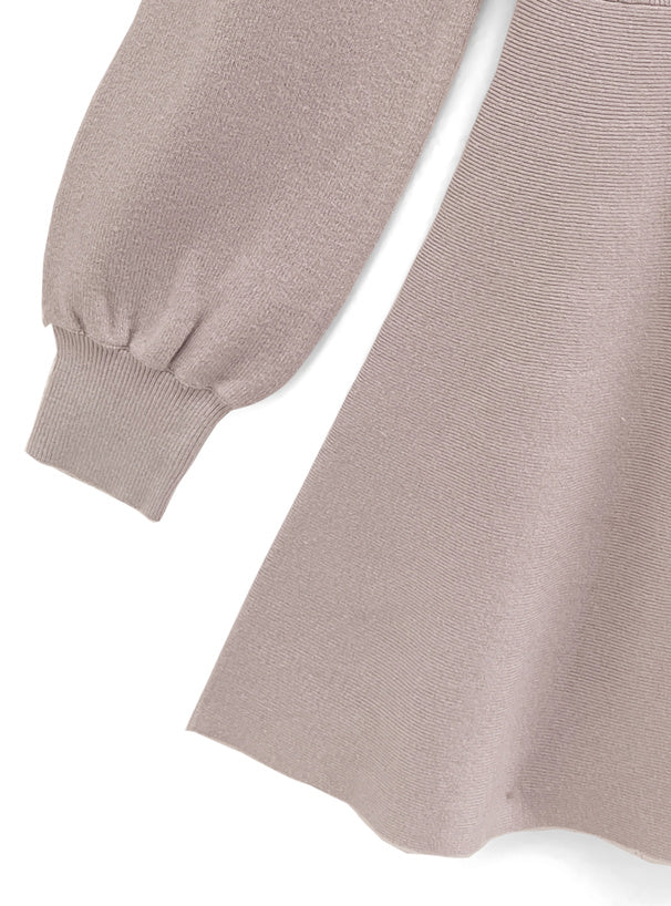 薄紗露肩針織裙