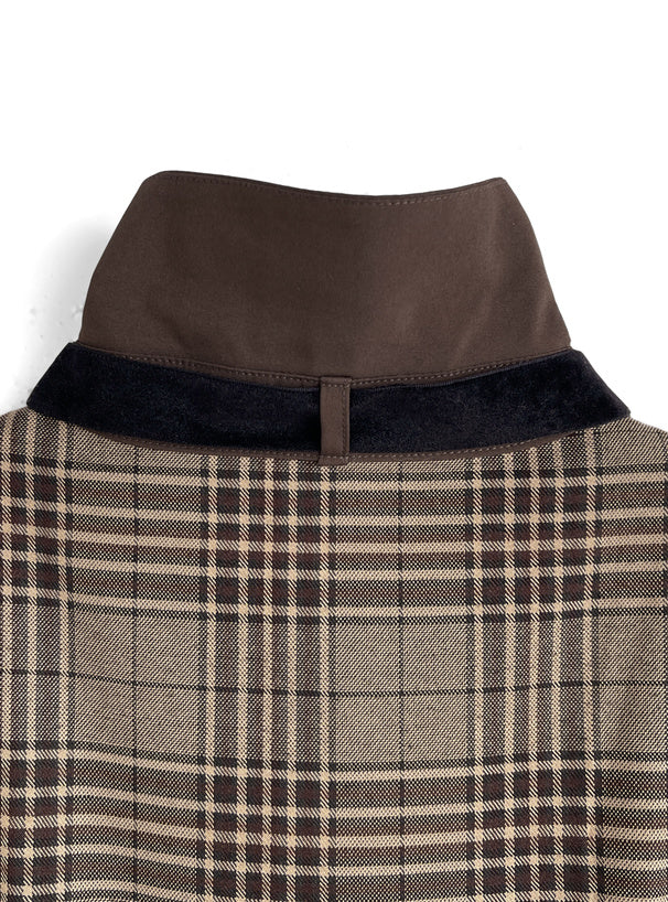 襯衫式假兩件格紋連身裙